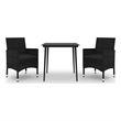 Bowery Hill Poly Rattan & Glass Medium Garden Dining Set in Black