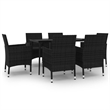 Bowery Hill Contemporary PE Rattan Durable Garden Dining Set in Black