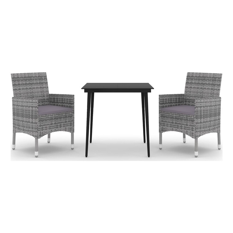 Bowery Hill Contemporary PE Rattan 9.8 Square iGarden Dining Set in Gray