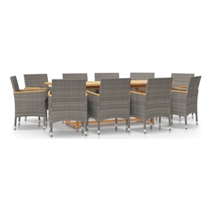 Bowery Hill Contemporary Weather-Resistant Garden Dining Set in Gray
