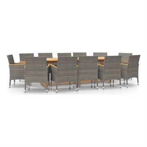 Bowery Hill Contemporary Weather-Resistant 13-Piece Garden Dining Set in Gray