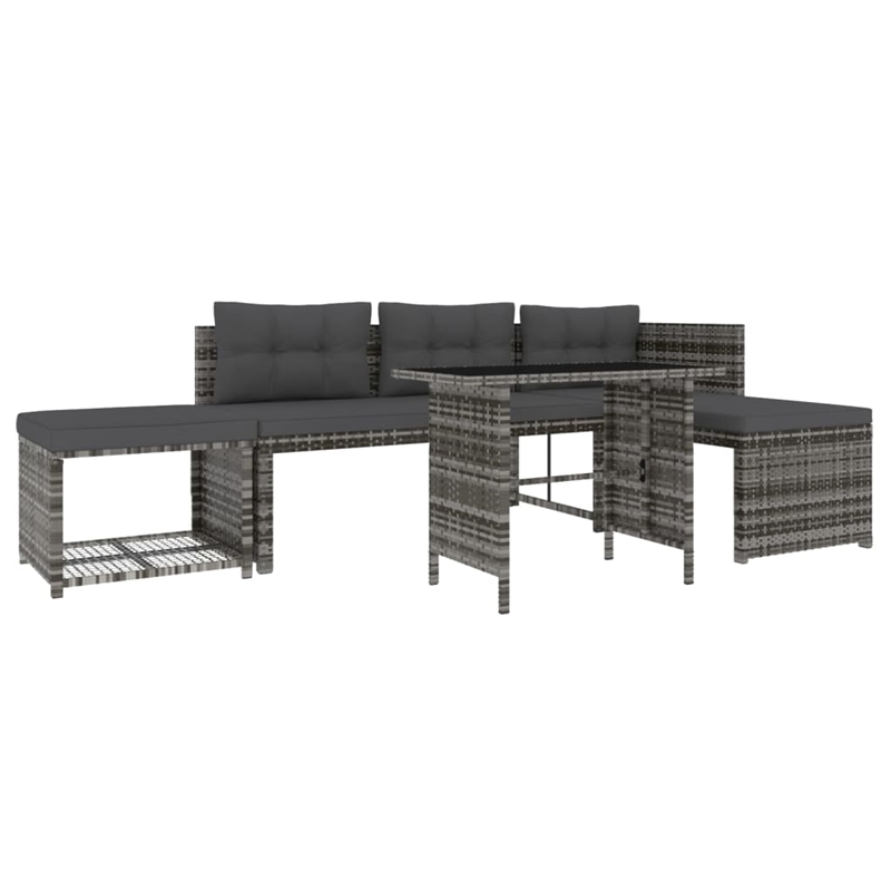 Bowery Hill Patio in Gray PE Rattan Large Patio Dining Set - Set of 4