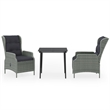 Bowery Hill Powder-Coated Steel Garden Dining Set in Light Gray