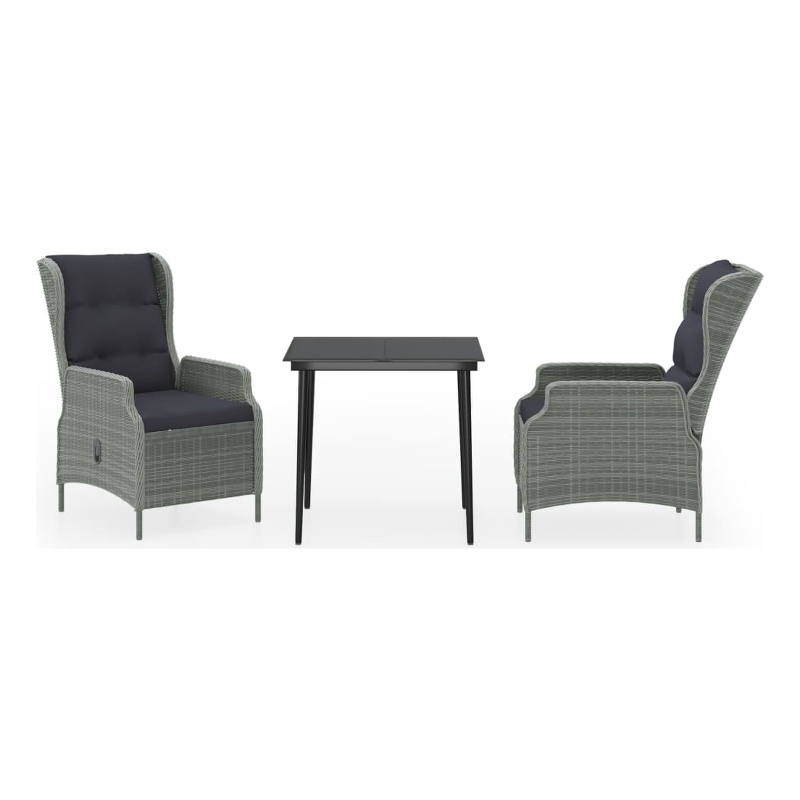Bowery Hill Powder-Coated Steel Garden Dining Set in Light Gray