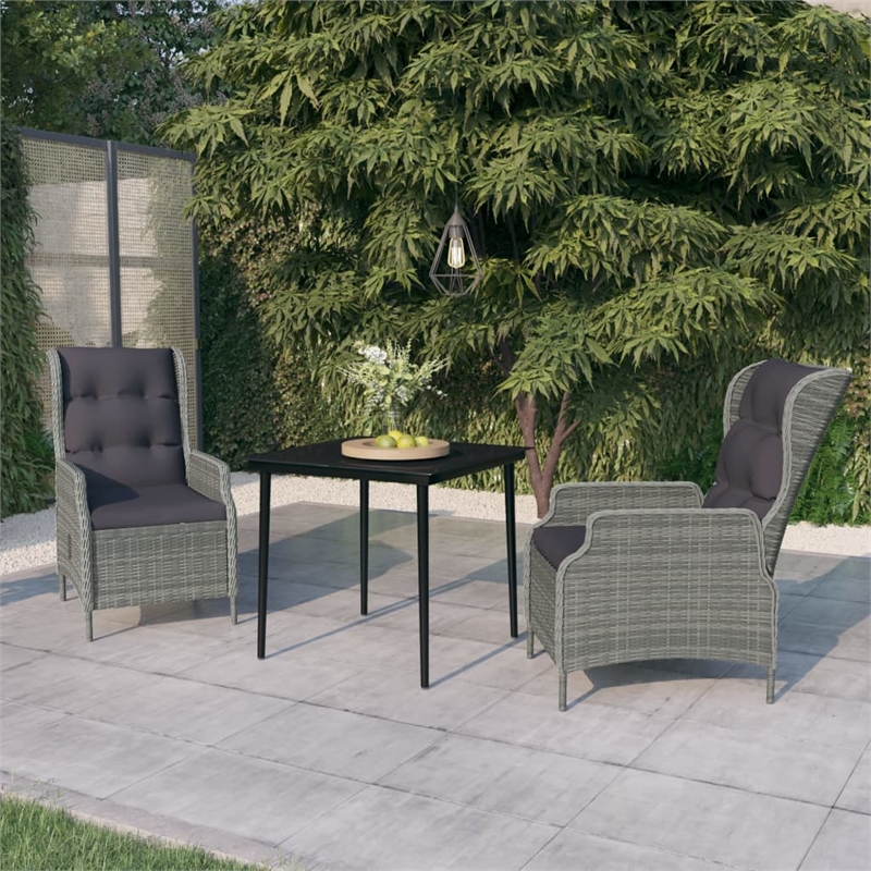 Bowery Hill Powder-Coated Steel Garden Dining Set in Light Gray