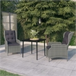 Bowery Hill Powder-Coated Steel Garden Dining Set in Light Gray