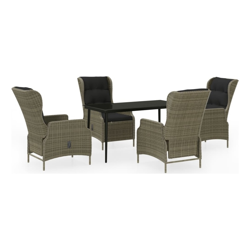 Bowery Hill Contemporary PE Rattan Medium Garden Dining Set in Brown