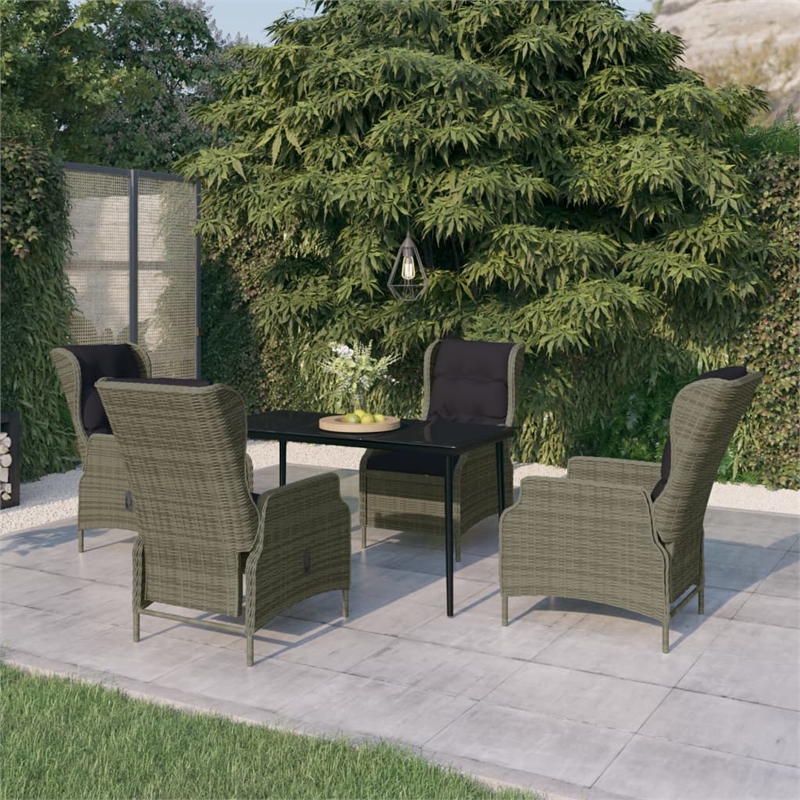 Bowery Hill Contemporary PE Rattan Medium Garden Dining Set in Brown