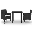 Bowery Hill Contemporary PE Rattan Durable Garden Dining Set in Black