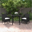 Bowery Hill Contemporary PE Rattan Durable Garden Dining Set in Black