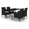 Bowery Hill Contemporary PE Rattan Durable Garden Dining Set in Black