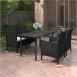 Bowery Hill Contemporary PE Rattan Durable Garden Dining Set in Black