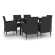 Bowery Hill Contemporary PE Rattan Durable Garden Dining Set in Black