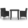 Bowery Hill Contemporary PE Rattan Durable Garden Dining Set in Black