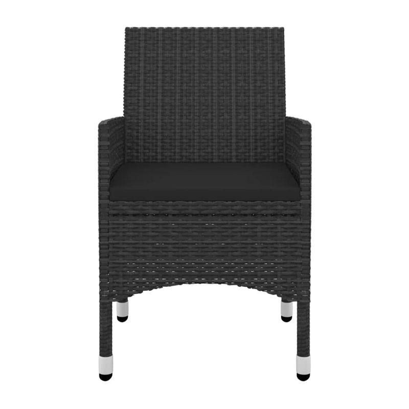 Bowery Hill Contemporary PE Rattan Durable Garden Dining Set in Black