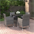 Bowery Hill PE Rattan 5 Piece Durable Garden Dining Set in Gray
