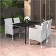 Bowery Hill PE Rattan Medium Durable Garden Dining Set in White