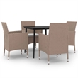 Bowery Hill Contemporary PE Rattan Medium Garden Dining Set in Beige