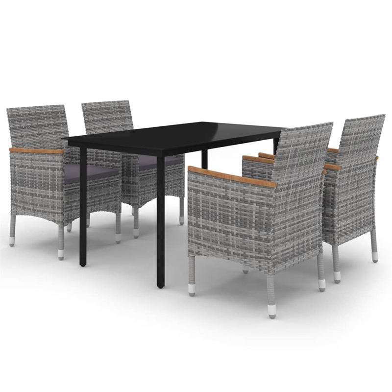 Bowery Hill Contemporary PE Rattan Medium Garden Dining Set in Gra