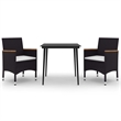 Bowery Hill PE Rattan Medium Durable Garden Dining Set in Black Table