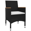 Bowery Hill PE Rattan Medium Durable Garden Dining Set in Black Table