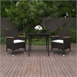 Bowery Hill PE Rattan Medium Durable Garden Dining Set in Black Table