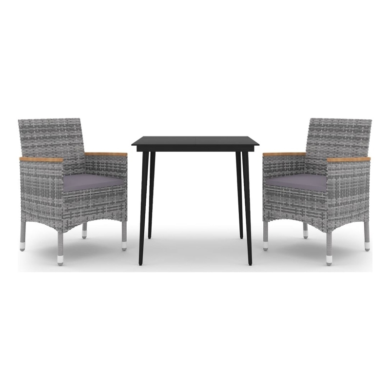 Bowery Hill PE Rattan Medium Durable Garden Dining Set in Gray