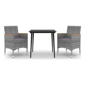 Bowery Hill PE Rattan Medium Durable Garden Dining Set in Gray