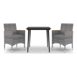 Bowery Hill PE Rattan Medium Durable Garden Dining Set in Gray