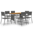 Bowery Hill PE Rattan & Solid Acacia Wood Outdoor Dining Set in Gray
