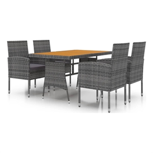 Bowery Hill Contemporary Outdoor Dining Set in Gray/Dark Gray