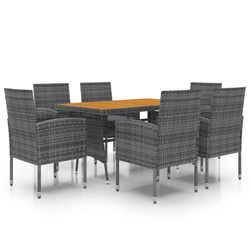 Bowery Hill PE Rattan & Solid Acacia Wood Compact Outdoor Dining Set in Gray