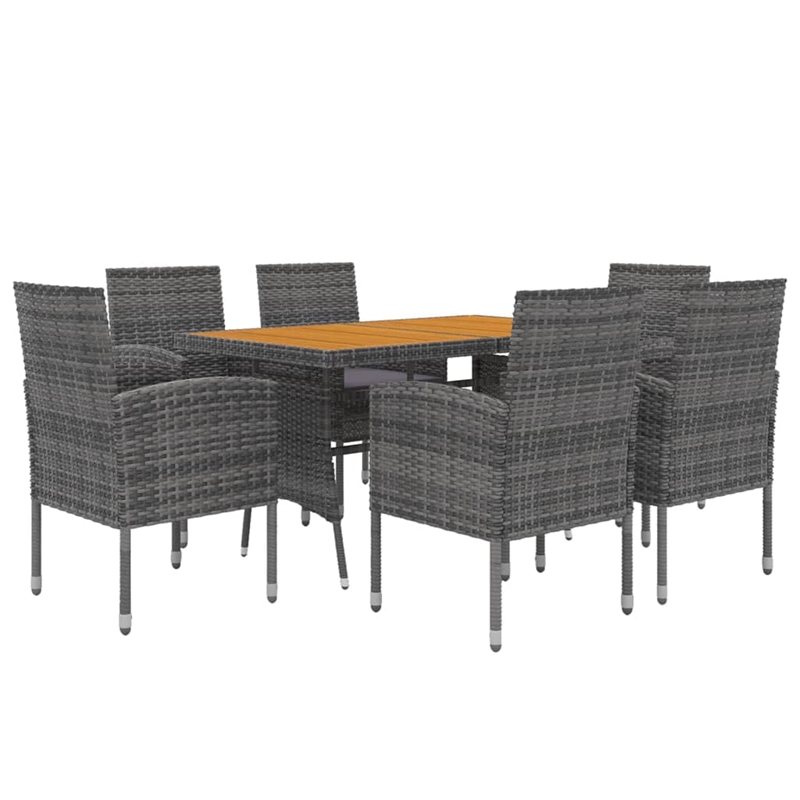 Bowery Hill PE Rattan & Solid Acacia Wood Compact Outdoor Dining Set in Gray