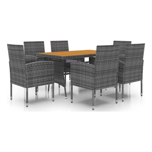 Bowery Hill PE Rattan & Solid Acacia Wood Compact Outdoor Dining Set in Gray