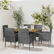 Bowery Hill PE Rattan & Solid Acacia Wood Compact Outdoor Dining Set in Gray
