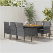 Bowery Hill PE Rattan & Solid Acacia Wood Large Outdoor Dining Set in Gray