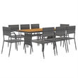 Bowery Hill PE Rattan & Solid Acacia Wood Large Outdoor Dining Set in Gray