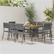 Bowery Hill PE Rattan & Solid Acacia Wood Large Outdoor Dining Set in Gray