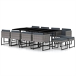 Bowery Hill Poly Rattan Large Seats 12 Garden Dining Set in Gray