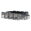 Bowery Hill Poly Rattan Large Seats 12 Garden Dining Set in Gray