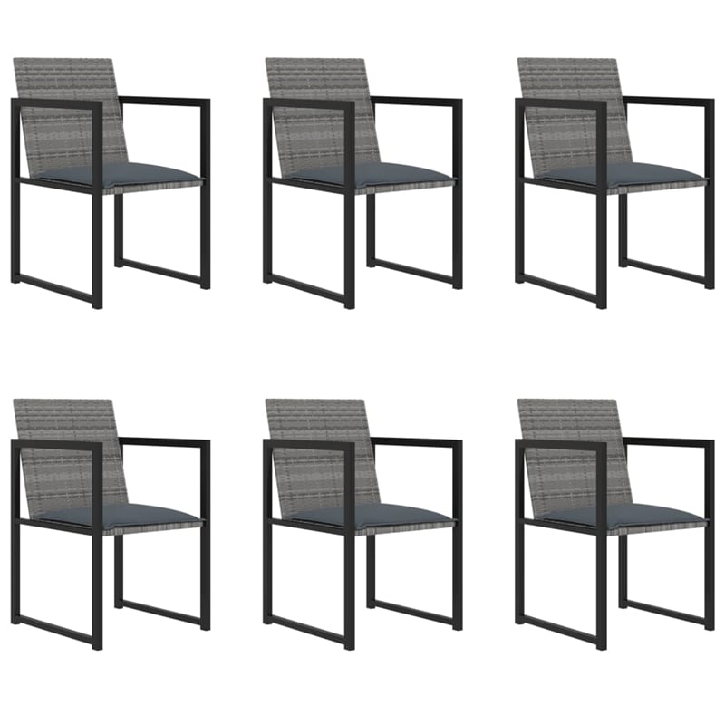 Bowery Hill Poly Rattan 7 Piece Removable Covers Outdoor Dining Set in Gray