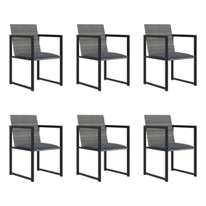 Bowery Hill Poly Rattan 7 Piece Removable Covers Outdoor Dining Set in Gray