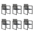 Bowery Hill Poly Rattan 7 Piece Removable Covers Outdoor Dining Set in Gray