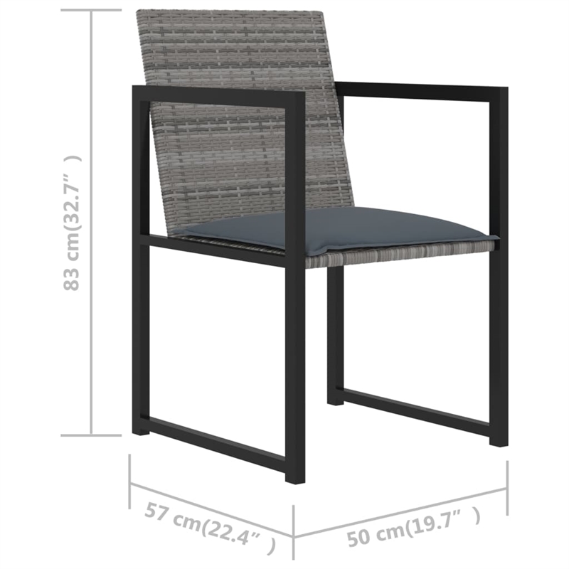 Bowery Hill Poly Rattan 7 Piece Removable Covers Outdoor Dining Set in Gray