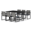 Bowery Hill Poly Rattan 7 Piece Removable Covers Outdoor Dining Set in Gray