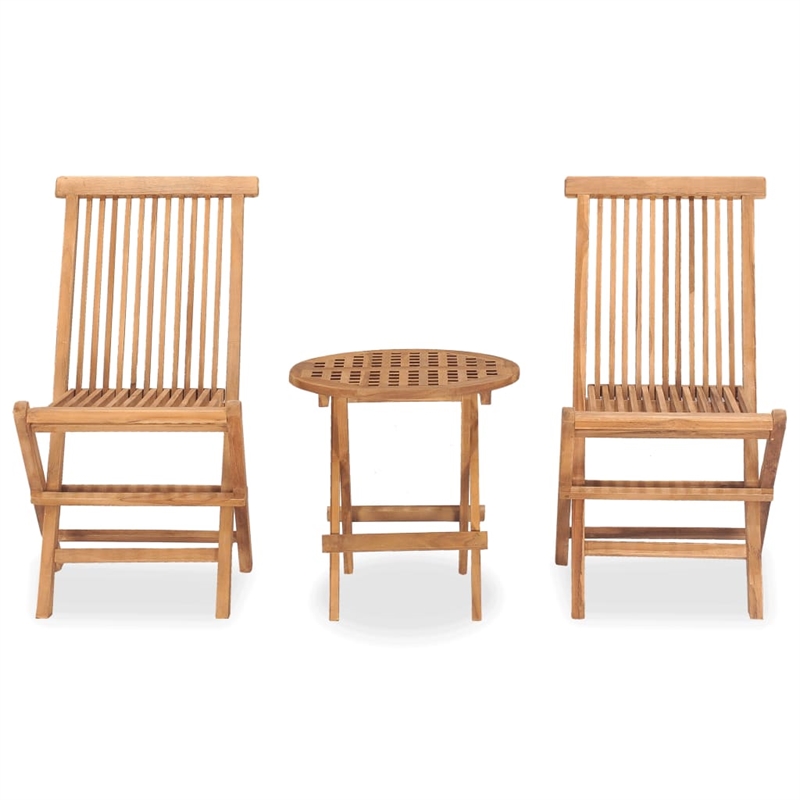 Bowery Hill Smooth Sanded Teak HardWood Compact Outdoor Dining Set Natural/Brown