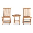 Bowery Hill Smooth Sanded Teak HardWood Compact Outdoor Dining Set Natural/Brown