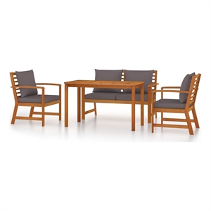 Bowery Hill Contemporary Patio Dining Set in Dark Gray Cushions/Brown
