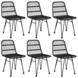 Bowery Hill Poly Rattan/Steel/Tempered Glass Standard Garden Dining Set in Black