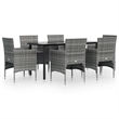 Bowery Hill Contemporary Poly Rattan 7 Piece Garden Dining Set in Gray